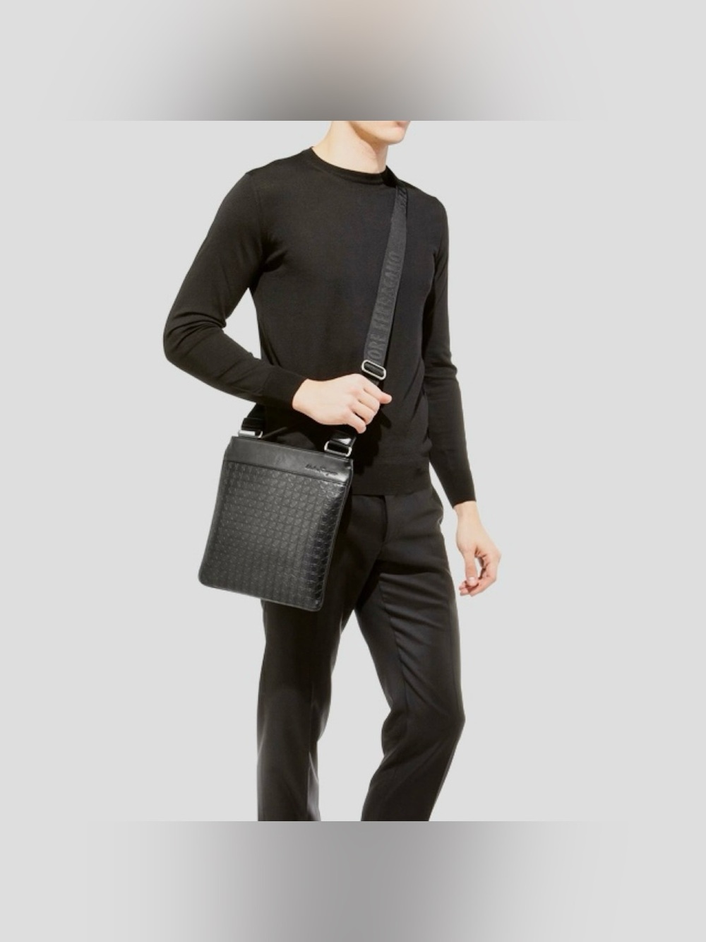 $1200.Salvatore Ferragamo UNISEX signature leather cross body.Never Carried MINT